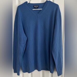 Lands’ End Men's Blue V-Neck 100% Cashmere Sweater